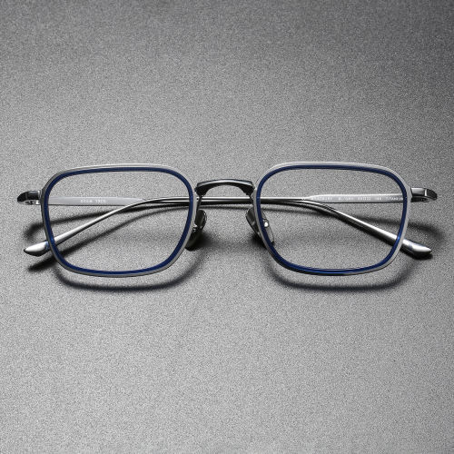 Stylish Blue & Silver Rectangle Glasses - LE0278 | Acetate Frames