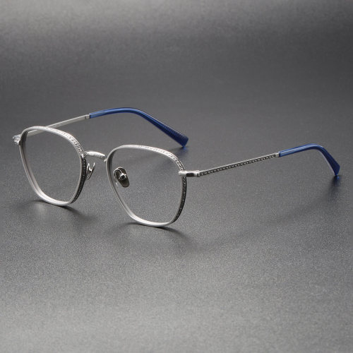 Silver & Blue Titanium Glasses Frames LE0409 - Modern & Allergen-Free