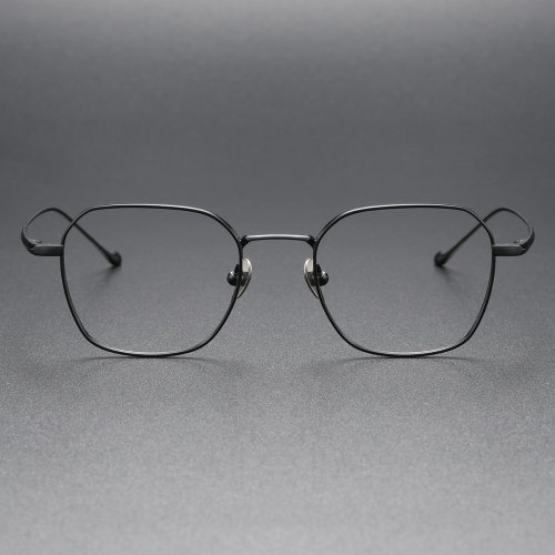 LE0286 Black Titanium Square Glasses: Elegantly Lightweight & Hypoallergenic