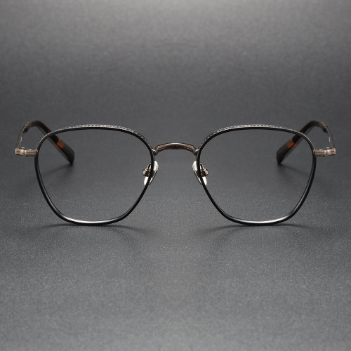 Bronze & Black Round Titanium Glasses LE0409 - Elegant & Lightweight Design
