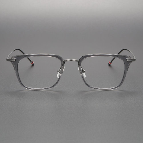 Square Glasses Frames LE0494 - Clear Gray with Gunmetal Arms for a Chic Look