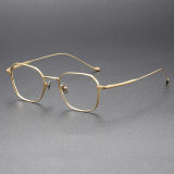Olet Optical LE0286 Gold Titanium Square Glasses, elegant and lightweight design for comfort, featuring adjustable nose pads and a fashionable thin rim.