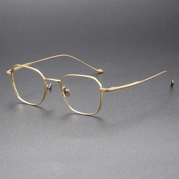 LE0286 Gold Square Glasses - Elegant Titanium Frames with Style