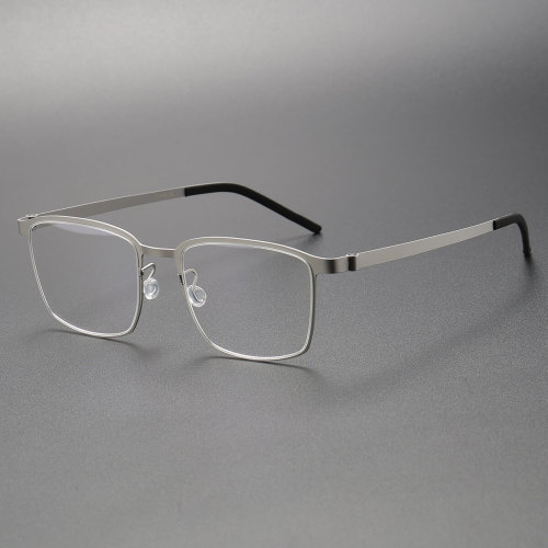 Silver Frame Rectangle Titanium Glasses LE0213 - Lightweight & Stylish