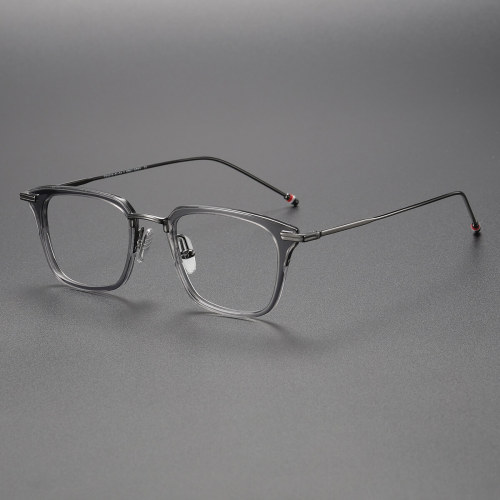 Square Glasses Frames LE0494 - Clear Gray with Gunmetal Arms for a Chic Look