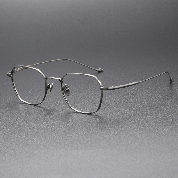 LE0286 Gunmetal Square Glasses - Cool Titanium Lightweight Frames