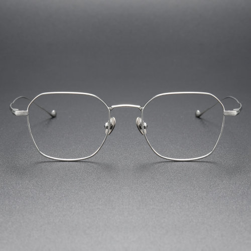 LE0286 Silver Square Glasses - Lightweight Titanium Frames for Style & Comfort