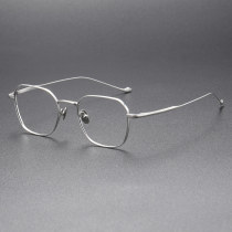 LE0286 Silver Square Glasses - Lightweight Titanium Frames for Style & Comfort