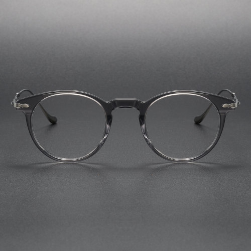 Round Glasses LE1027 - Vintage Clear Gray Design with Silver Arms