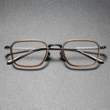 Brown & Silver Rectangular Titanium Glasses LE0278 - Elegant & Comfortable