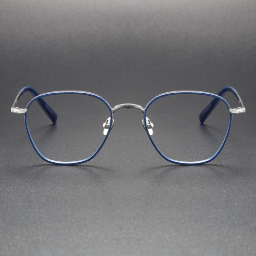 Blue & Silver Round Titanium Glasses LE0409 - Sleek & Hypoallergenic Design