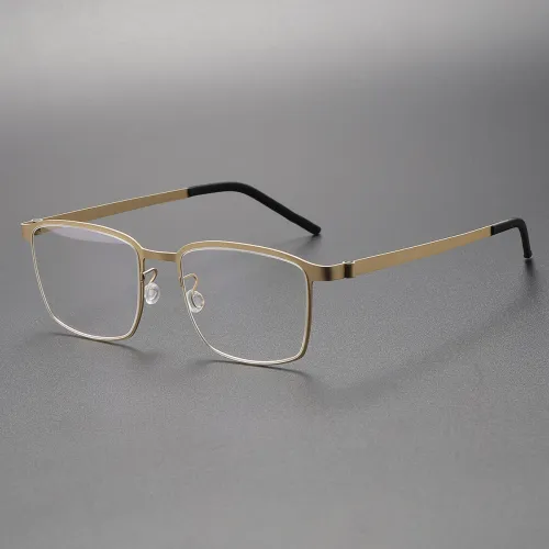 Gold Frame Rectangle Titanium Glasses LE0213 - Elegant & Hypoallergenic