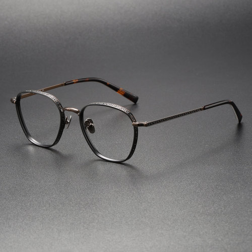 Bronze & Black Round Titanium Glasses LE0409 - Elegant & Lightweight Design