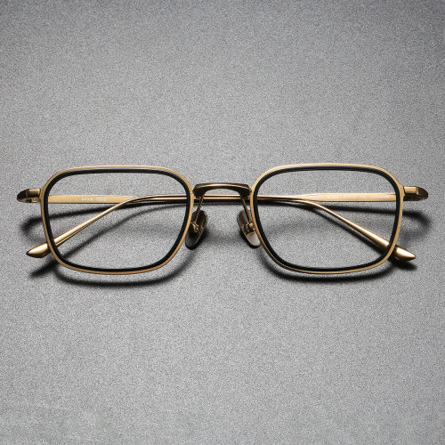 Black & Gold Rectangle Titanium Glasses LE0278 - Elegant & Allergy-Safe