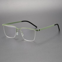 Green Spectacle Frames LE0133 - Titanium Rectangle Glasses for a Classic Look