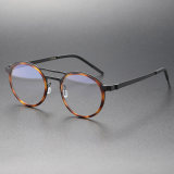 Circle Glasses LE0249 - Leopard Black Titanium Frames for a Bold Look