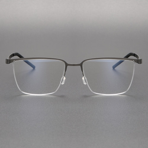 Rectangle Glasses LE0133 - Gunmetal Titanium Frame for a Minimalist Vintage Look