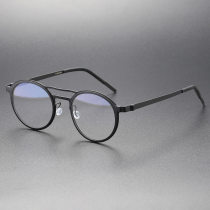 Black Round Glasses LE0249 - Sleek Titanium Frame for a Minimalist Look Black Round Glasses LE0249 - Sleek Titanium Frame for a Minimalist Look