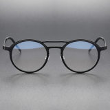 Black Round Glasses LE0249 - Sleek Titanium Frame for a Minimalist Look