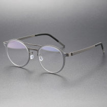 Round Glasses Frames LE0249 - Sleek Gray and Gunmetal Titanium Design Round Glasses Frames LE0249 - Sleek Gray and Gunmetal Titanium Design