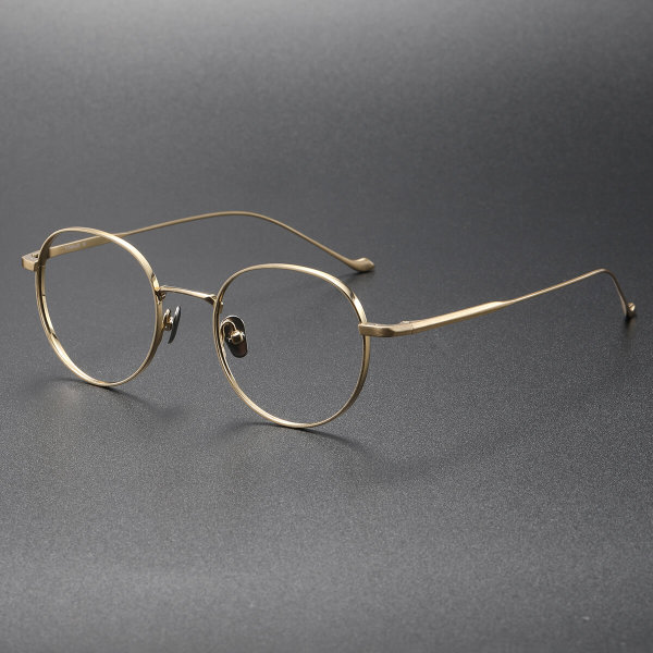 Gold Glasses LE0284 - Elegant Round Titanium Frames for a Luxurious Look