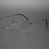 Black Glasses LE0467 - Lightweight Titanium Oval Frame for Sleek Comfort