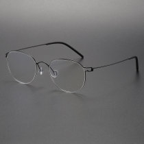Black Glasses LE0467 - Lightweight Titanium Oval Frame for Sleek Comfort