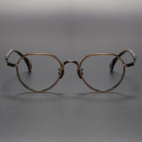 LE0161 Bronze Round Frame Glasses - Elegant & Hypoallergenic Titanium Design