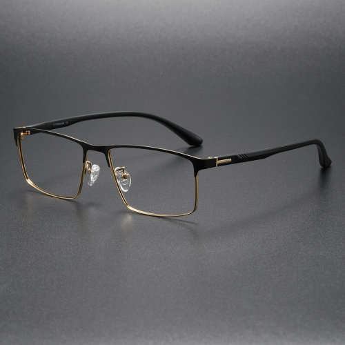 Gold Frame Glasses LE0441 - Black Gold Titanium Browline for a Refined Look