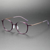 Purple Glasses LE0193 - Fashionable Large Frame Titanium & Plastic Eyewear