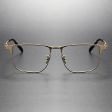 LE0085 Gold Square Titanium Glasses - Elegant & Durable for Everyday Wear