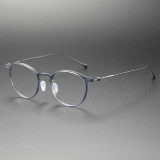Round Glasses Frames LE0197 - Chic Gray & Blue Titanium Design for Everyday Elegance