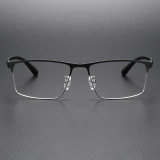 Browline Spectacles LE0441 - Black Silver Titanium Frames for a Sleek Look
