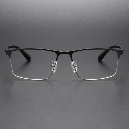 Browline Spectacles LE0441 - Black Silver Titanium Frames for a Sleek Look