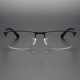 Gold Frame Glasses LE0441 - Black Gold Titanium Browline for a Refined Look