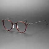Round Glasses for Women LE0197 - Translucent Red Titanium Frame with Elegant Style