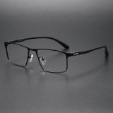 Olet Optical's LE0441 browline glasses in black, featuring pure titanium construction with adjustable nose pads for optimal fit and style

