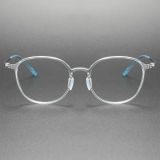 Fashion Glasses for Women LE0193 - Clear & Blue Round Plastic Frames