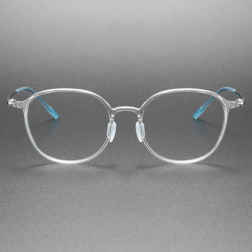 Clear & Blue Glasses LE0193: Stylish Round Frames with Blue Accents