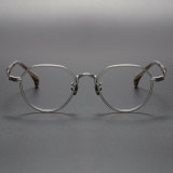 LE0161 Silver Round Glasses - Durable & Stylish Titanium Frames