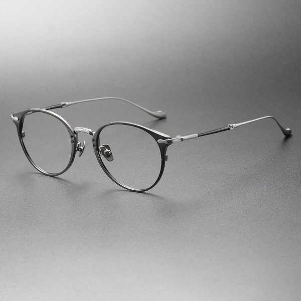 Silver Glasses LE0413 - Elegant Round Gunmetal & Silver Titanium Frames