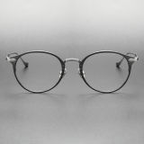 Silver Glasses LE0413 - Elegant Round Gunmetal & Silver Titanium Frames