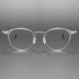 Pink Glasses Frames LE0197 - Translucent Pink Round Titanium Design