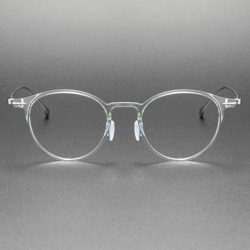 Clear Glasses LE0197 - Round Transparent Color Frames with Titanium Comfort