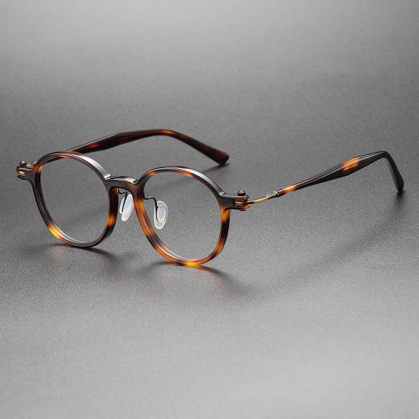 Tortoise Shell Glasses LE0455 - Round Titanium Frames for a Classic Look