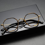 Gold Frame Glasses LE0051 with Tortoise Accents - Geometric