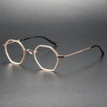Rose Gold & Pink Glasses LE0051 - Geometric Titanium Frame Design