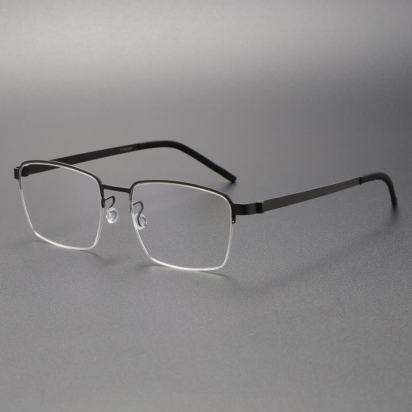 Black Half Frame Titanium Glasses LE0135 - Modern & Hypoallergenic