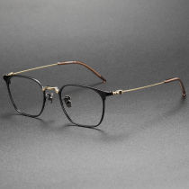 Black & Gold Round Glasses Frames LE0039 - Elegant & Lightweight Design