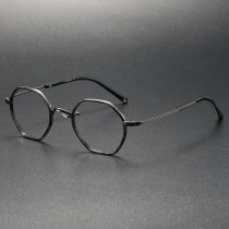 Gunmetal Glasses LE0051 - Geometric Titanium Frame with Gray Accents